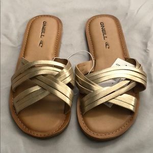 Gold slip on sandals